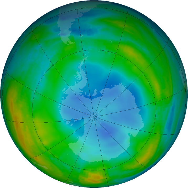 Antarctic ozone map for 26 June 1987
